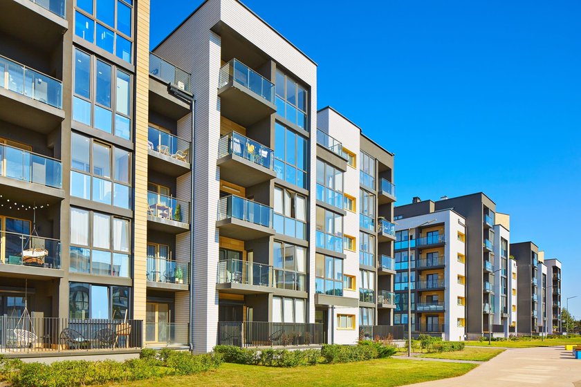 Modern multifamily apartment buildings
