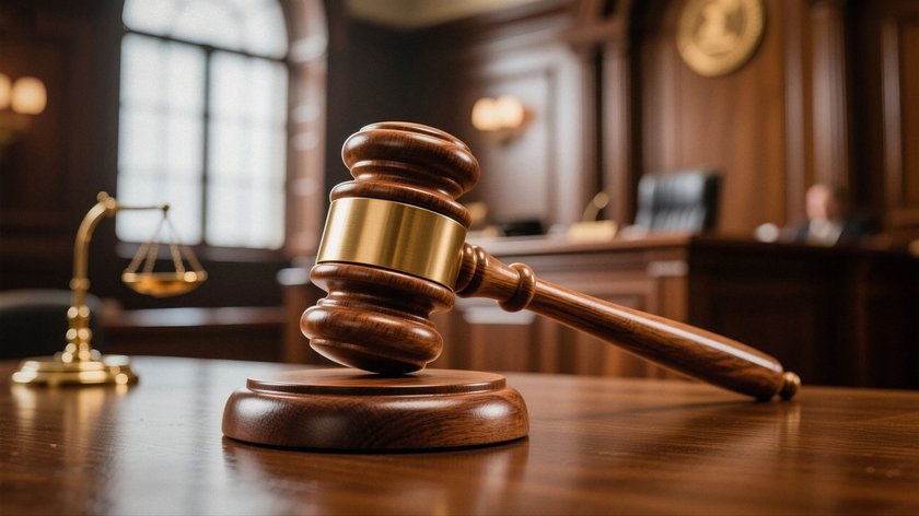 Gavel on a courtroom bench